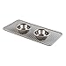 mDesign Premium Quality Square Pet Food and Water Bowl Feeding Mat for Dogs and Cats, Waterproof Non-Slip Durable Silicone Placemat - Food Safe - Small, Linelle Collection - Gray