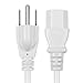 TNP Universal Power Cord (6 Feet) - NEMA 5-15P to IEC320C13 Power Cable Wire Connector Socket Plug Jack - White