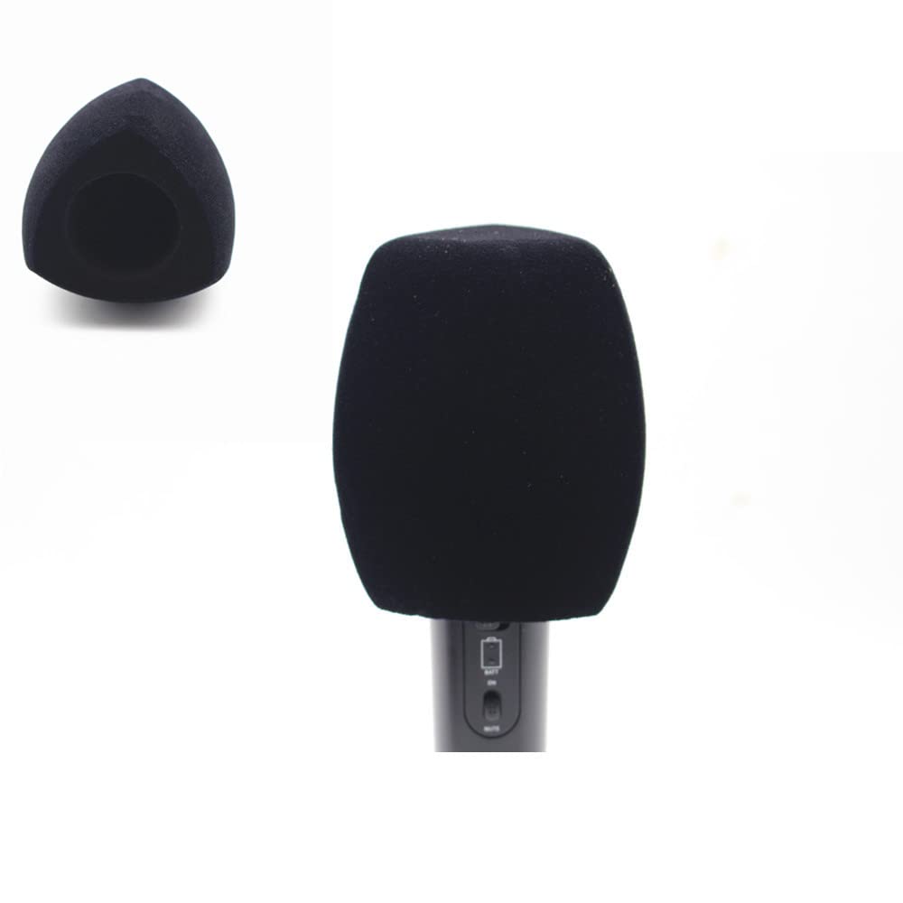 Flocked Mic Foam Windscreens Handhold Mic Foam Covers Windshields for TV Interview Microphones (Triangle, Black)