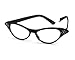 World Pride 50's 60's Cat Eye Grease Cateye Glasses Rhinestone for Fancy Dress (Black)