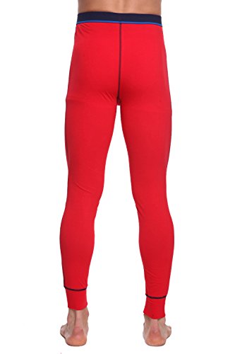 TONLEN Men's Mid-Weight Thermal Pants Cotton Long Johns Long Underwear Red L