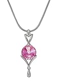 Birthstone Color Pendant Necklace with Swarovski Crystal Set in Platinum.