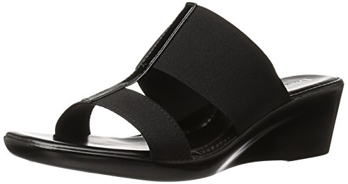 Italian Shoemakers Women's 400m Wedge Sandal, Black, 9 M US