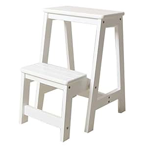 Amazon.com: Wood Step Stool Folding 2 Tier Ladder Stairway ...