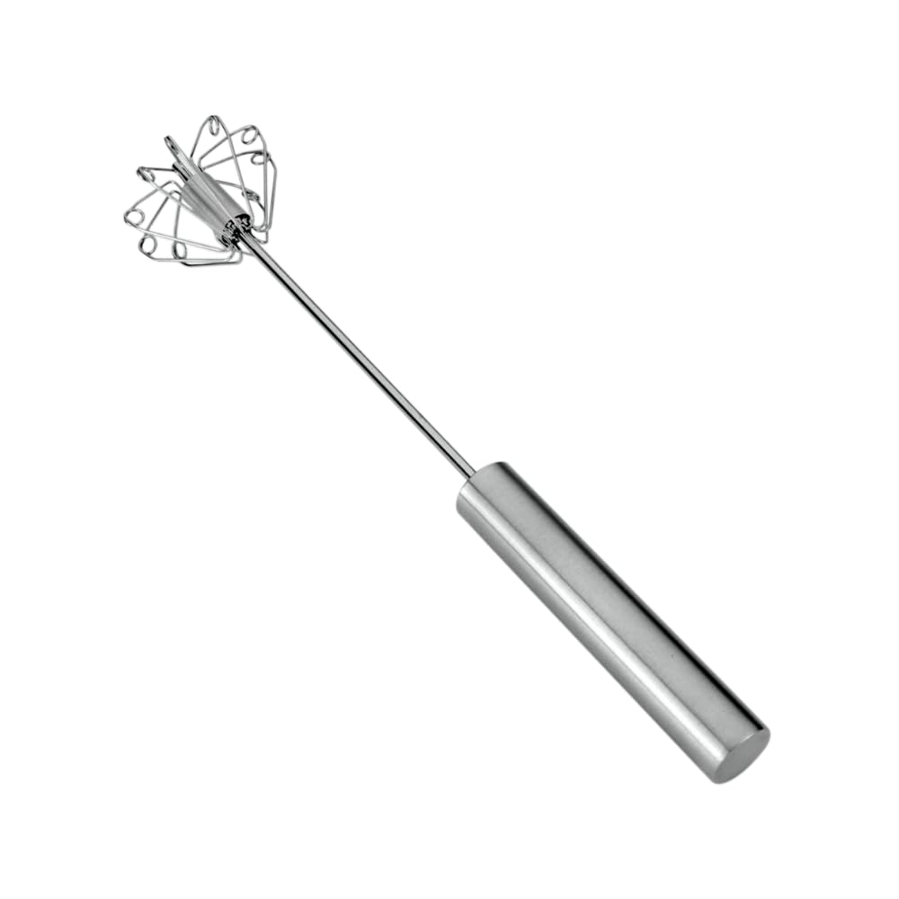 Metaltex Push-Action Rotating Stainless Steel Whisk, 35 cm, Silver, 132930