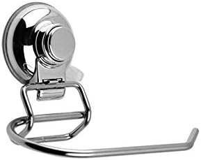 Push to Lock Strong Suction Toilet Paper Holder Caddy for Bath or Bathroom– Stainless Steel Chrome