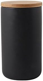 Storage Jars with lids The Ceramic Storage Jars Black/White for Bottle Coffee/Tea/Caddy/Food Storage 260ML 800ML 1000ML (Black, L)