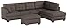 BOBKONA Michelson 3-Piece Reversible Sectional with Ottoman Sofa Set, Charcoal