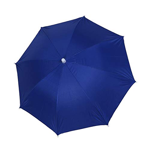 Chinmor 26" Diameter Elastic Band Fishing Headwear Umbrella Hat Dark Blue
