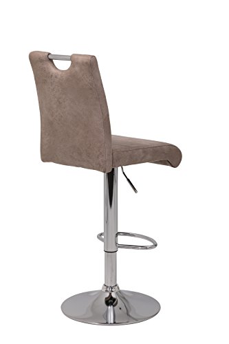 2er Set Barhocker Miranda, Bezug Vintage Beige, Metallfuß Chrom, Trompetenfuß, drehbar 360° – Bild 3