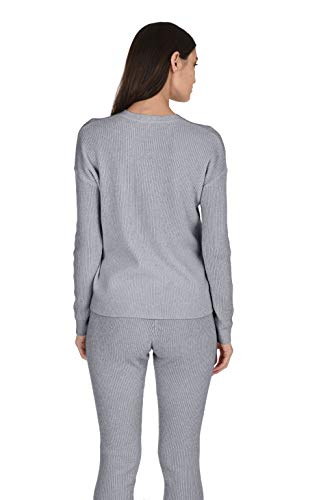State Cashmere Women's 100% Pure Cashmere Knitted Loungewear Crewneck Pullover Sweater (Sweater/Heather Grey, Large) - Thumbnail 3