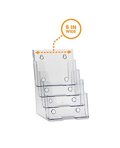 Dazzling Displays Clear Acrylic 4-Tier Brochure Holder for 6"W x 9"H - Half-Page Material (4-Pack) - Thumbnail 2