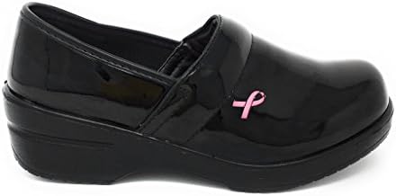 Rasolli Women's Professional Closed Back Clogs, Pink Breast Cancer Awareness Ribbon