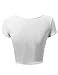 Basic Solid Scoop Neck Slim Fit Short Sleeves Crop Tops White S