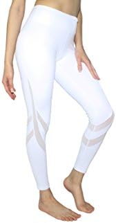 Yobaby Apparel White Double Mesh Bands Yoga Leggings (Small, White)