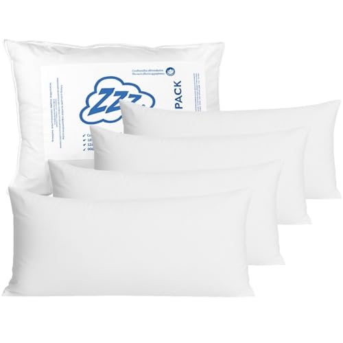 STEFANO ZANNI Almohada 4 Pack Microfibra + Fundas de Regalo – Densidad Media para Mejor Soporte, Descanso de Calidad, Tela Fresca, Suave e Hipoalergénica, Estilo Hotelero. King Size