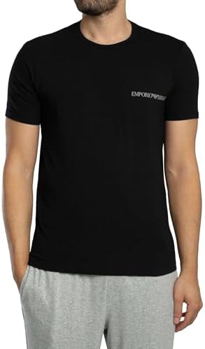 2-Pack Crew Neck T-Shirt, Blanco/Negro, M Hombre