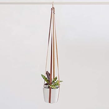Plant Hanger | Hanging Planters for Indoor Plants | Adjustable Vegan Leather in Beige or Brown | Planter Holder for Pot or Basket to Hang from Wall (Mahogany Brown)