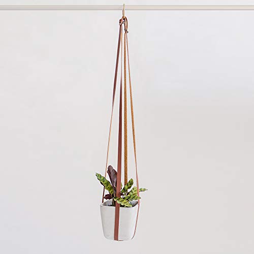 Plant Hanger | Hanging Planters for Indoor Plants | Adjustable Vegan Leather in Beige or Brown | Planter Holder for Pot or Basket to Hang from Wall (Mahogany Brown)