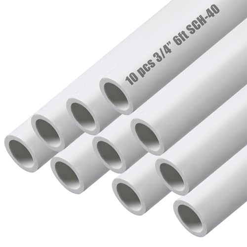 Photo 1 of Sasylvia 10 Pcs Length PVC Pipe White DIY PVC Projects Sch40 Furniture Grade PVC Pipe for Home, Greenhouse, Garden, Farm, Workshop (3/4 Inch,6 Ft)