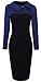 HOMEYEE® Women's Retro Chic Colorblock Lapel Career Tunic Dress B238 (M, Blue)