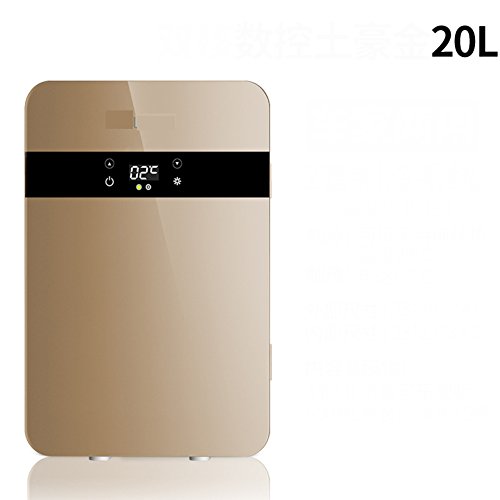 SL&BX Golden car refrigerator,20l mini fridge refrigerator home dormitory car dual-use heater portable mini compact refrigerator-D 23x22x33.5cm(9x9x13inch)
