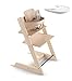 Stokke Adjustable Ergonomic Tripp Trapp High Chair with Baby Set - Natural & Tripp Trapp Tray - White
