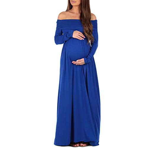 Mother Bee Maternity Off Shoulder Cowl Neck Maternity Dress for Baby Shower  or Casual Wear Royal in Kenya