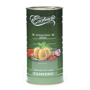 Excelencia – Groene Split Olijven met Campero Style Dressing – Ideaal als aperitief en tussendoortje – 750 Gram
