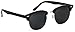 WearMe Pro - Classic Half Frame Polarized Semi-Rimless Rimmed Sunglasses (Black/Silver Rim/Black Lens, 51)
