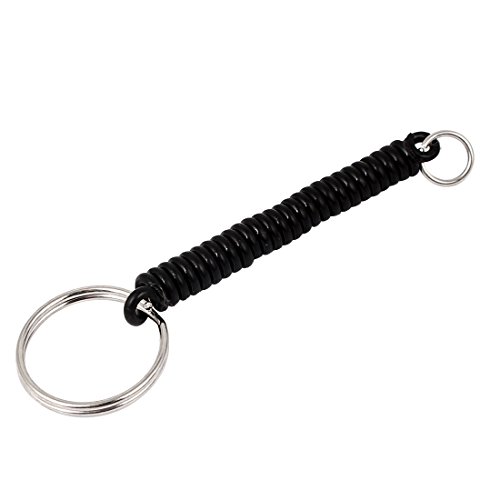 uxcell Split Ring Stretchy Spring Coil Keychain Keyring 9cm Length Black
