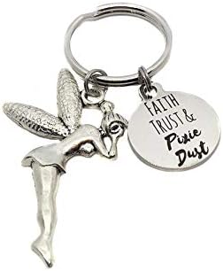 Tinkerbell Inspired Stainless Steel Faith Trust & Pixie Dust Charm, Antique Silver Fairy Charm, Keychain, Key Chain Be the first to review this item