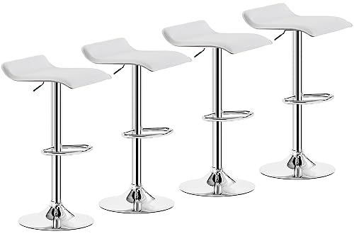 VECELO Bar Stools Set of 4, Armless Adjustable Swivel Barstools, Modern Backles…