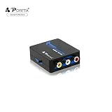Portta HDMI to RCA, 3RCA Composite AV Video Audio Converter Adapter Supports PAL/NTSC with USB Charge Cable for Xbox One,Blu-ray,DVD,PS4,Roku (Black)