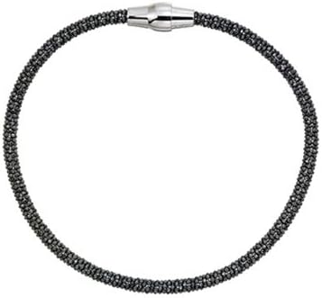 Stellar White Black Rhodium Mesh Bracelet Magnet 7.5 Inches Rhodium Plated Silver