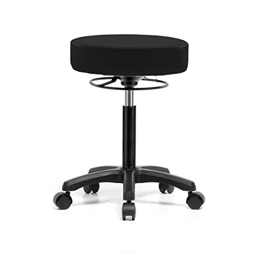 Perch Life Rolling Pneumatic Adjustable Stool For Lab Medical Office Spa Salon Kitchen Garage 20.5" - 28" (Soft Floor Casters/Black Vinyl) - Thumbnail 6