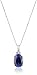 10k White Gold Oval Created Ceylon Sapphire with Created White Sapphire Accent Drop Pendant Necklace, 18