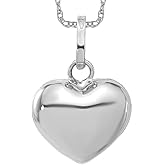 IceCarats 14K Solid White Gold Heart Necklace Love Pendant Charm