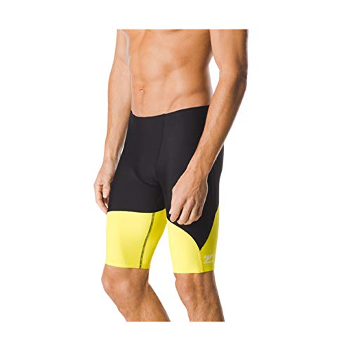 Speedo Spark Splice - Costume a Pantaloncino, da Uomo, Uomo, Costume da Bagno, Spark Splice Jammer, Black/Yellow, 32