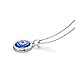 Evil Eye Necklace CZ Rhodium Plating Navy Blue Fashion Jewelry, Lucky BFF Anniversary Gift for Women, 18