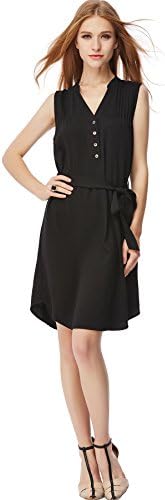 NAKED ZEBRA WOMEN'S SLEEVELESS SHIRT DRESS WITH BELT BLACK MEDIUM