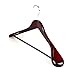 TOPIA HANGER Set of 6 Luxury Mahogany Wooden Coat Hangers, Premium Wood Suit Hangers, Glossy Finish with Extra-Wide Shoulder, Thicker Chrome Hooks & Anti-Slip Bar CT02M