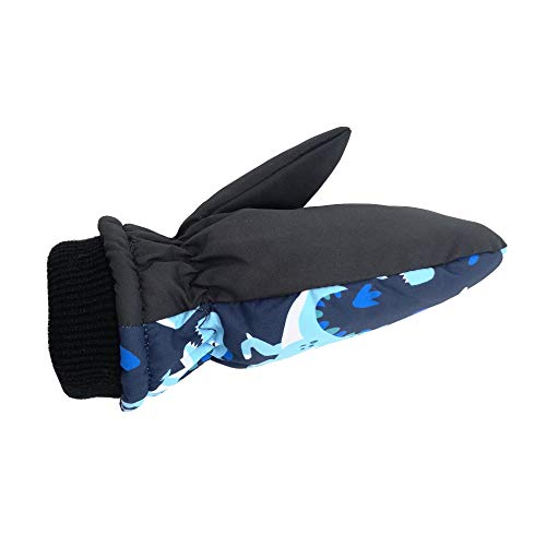 Highcamp Winter Waterproof Ski Snow Mittens for Infants Toddler Kids Boys Girls (Dino, 0-2 Years)