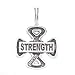 Mens Pendant Cross Style Celtic Knot in Sterling Silver with Word Strength, Unisex, 8202
