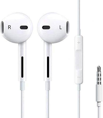 Luvfun Earphones Headphones, 3.5mm Earphones 3.5mm Headphones Wired Earphones In Ear Noise Isolating Earphones In Ear Headphones with Volume Control (White)