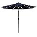 C-Hopetree 9 ft Outdoor Patio Market Table Umbrella with Solar LED Lights and Tilt, Navy Blue
