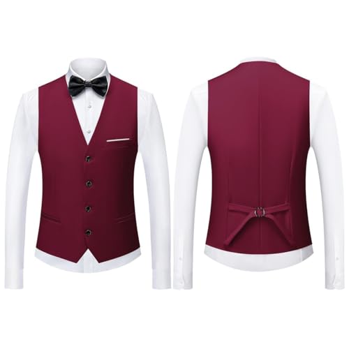 KUDMOL Men's 3-Piece Suit Wedding Slim Fit One Button Business Tuxedo Suits 3 Piece Solid Color for Party Comfort Blazer Jacket and Trousers Vest