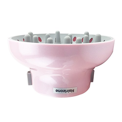 Universal Hair Diffuser Hairizone New Patent Design Adaptable for Various Blow Dryers with D=1.7"-2.6" for Curly or Wavy Hair Styling, HairIQ+ Attachment, ECO-Friendly (Pink)