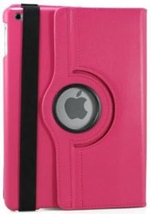 HELPYOU Hot Pink Ipad Air New Fashion Litchi Grain 360 Degrees Rotating Stand Stylish PU Leather Stand Case for Apple Ipad 5/Ipad Air
