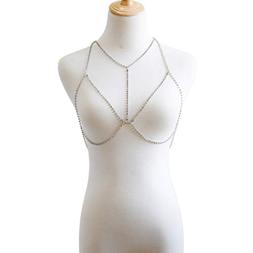 Victray Boho Sexy Crystal Body Chains Bra Summer Beach Body Chain Fashion Harness Charm Chain Body Accessories Jewelry for Women and Girls